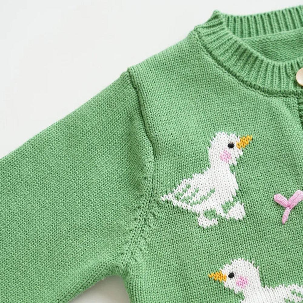 Meisjes Eend Gebreid Vest – 100% Katoenen Cardigan