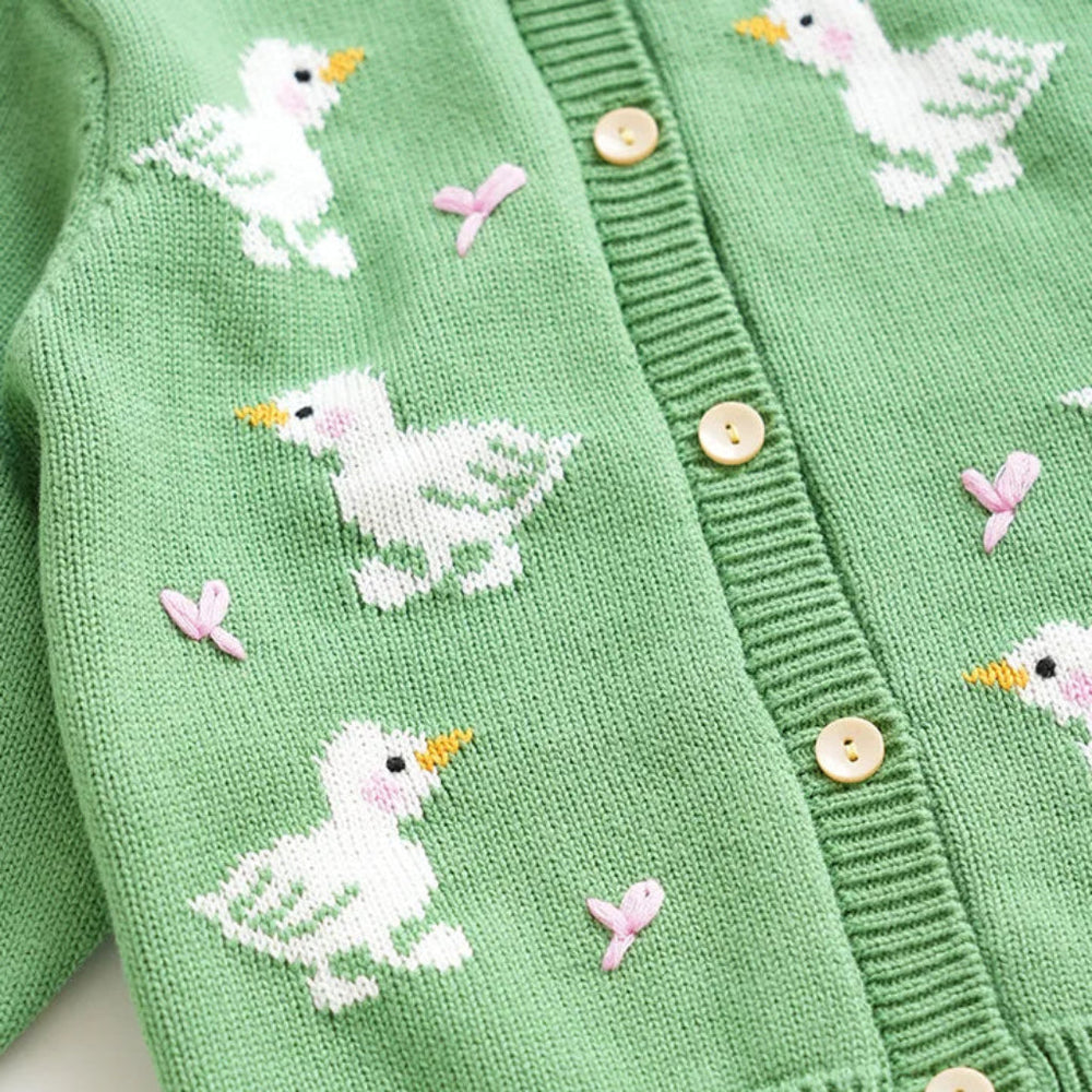 Meisjes Eend Gebreid Vest – 100% Katoenen Cardigan