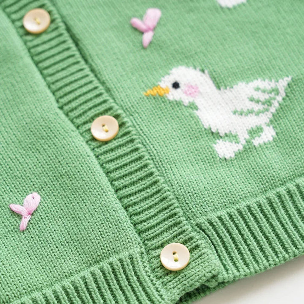Meisjes Eend Gebreid Vest – 100% Katoenen Cardigan