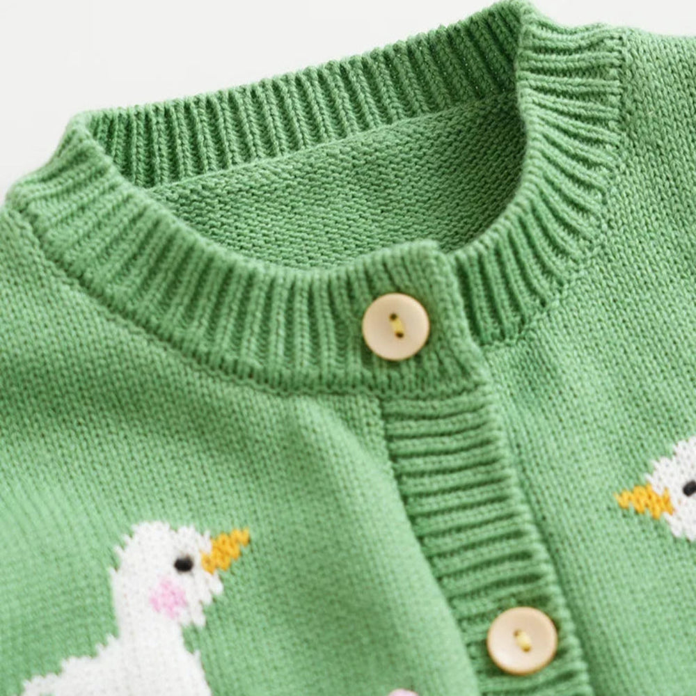 Meisjes Eend Gebreid Vest – 100% Katoenen Cardigan