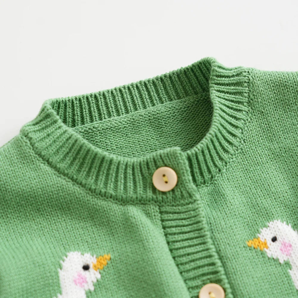 Meisjes Eend Gebreid Vest – 100% Katoenen Cardigan