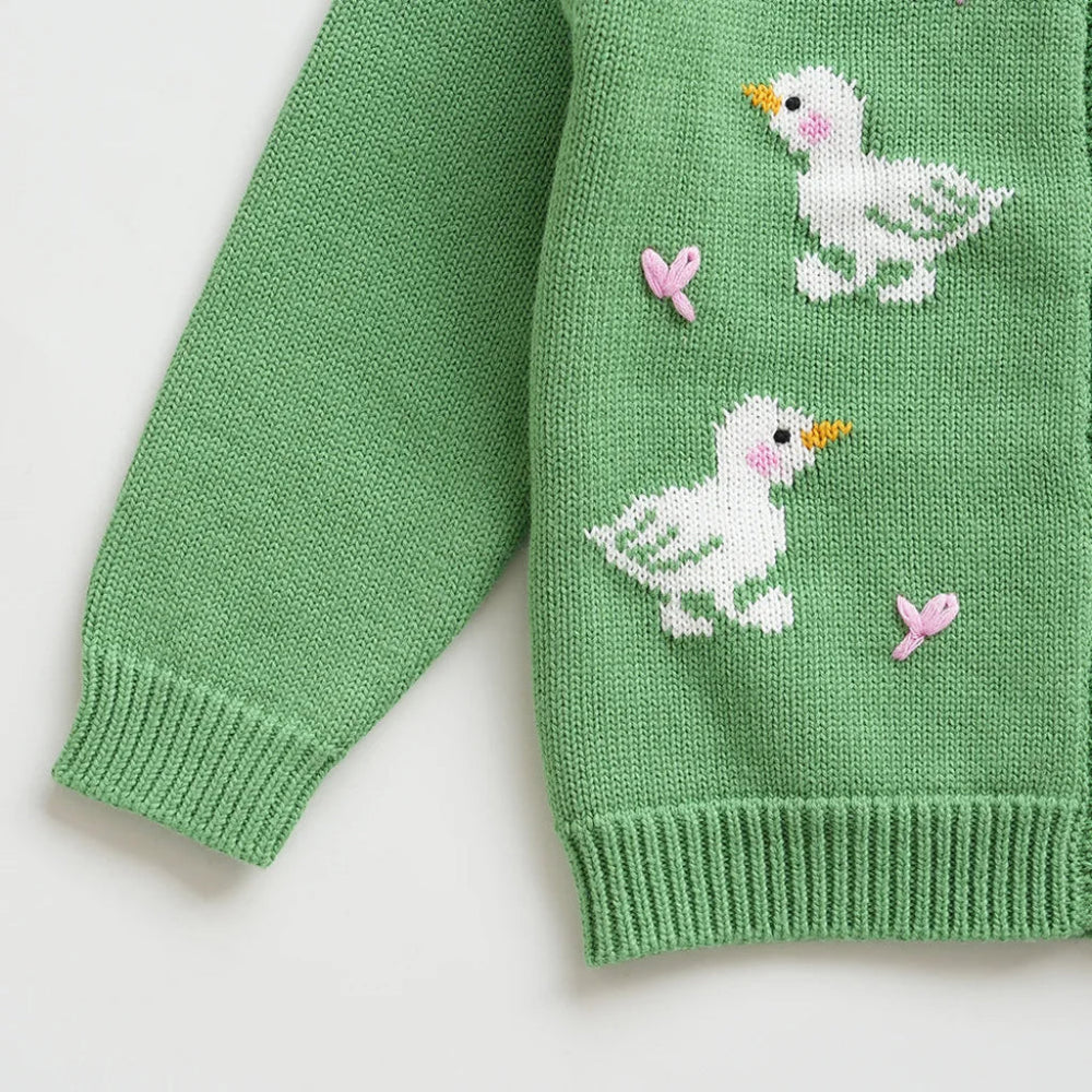 Meisjes Eend Gebreid Vest – 100% Katoenen Cardigan