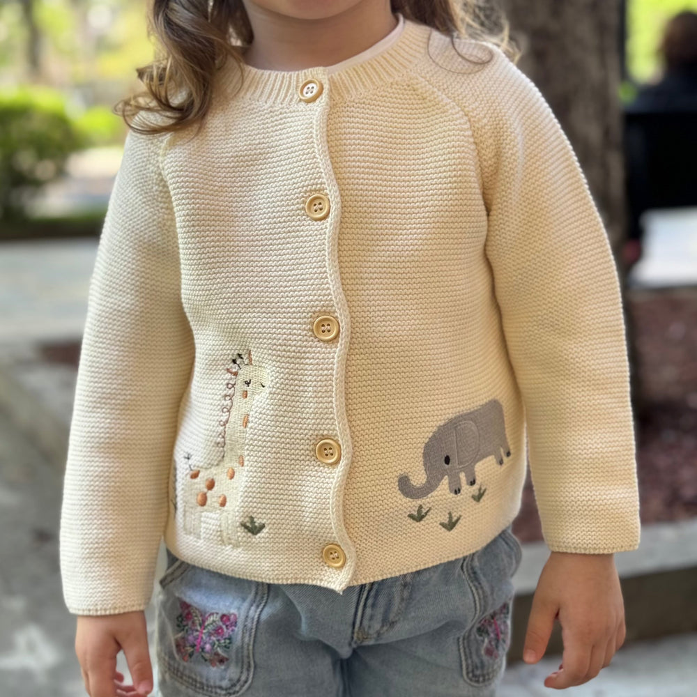 Baby Dieren Gebreid Vest – Zachte Katoenen Cardigan met Knopen