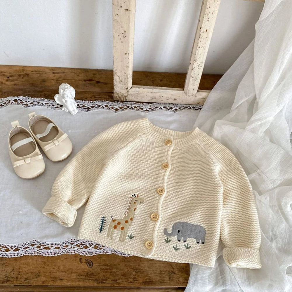 Baby Dieren Gebreid Vest – Zachte Katoenen Cardigan met Knopen