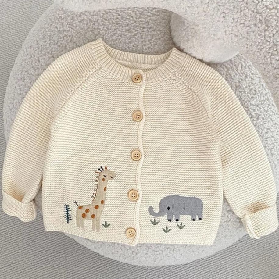 Baby Dieren Gebreid Vest – Zachte Katoenen Cardigan met Knopen