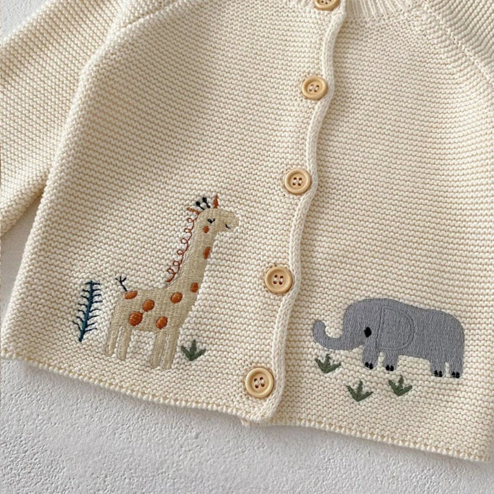 Baby Dieren Gebreid Vest – Zachte Katoenen Cardigan met Knopen