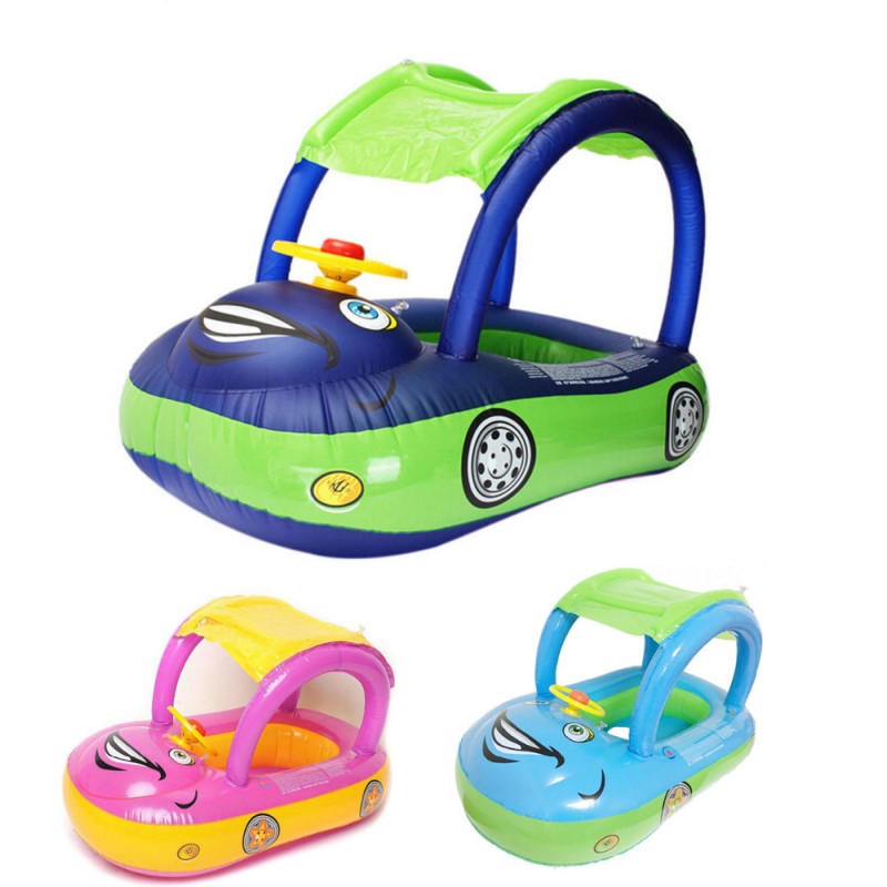 AquaRider Baby Float Met Zonnescherm – Veilig Opblaasbaar Waterbootje voor Peuters