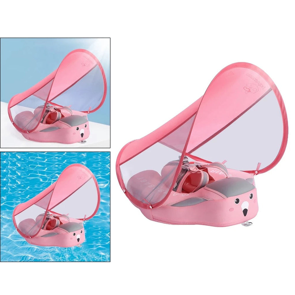 Baby Zwemtrainer met Zonnescherm – Opblaasbare Zwemring (3–24 mnd)
