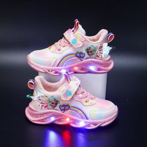 Rainbow Glitter LED Kindersneakers – Oplichtende Zool | Maat 22-35