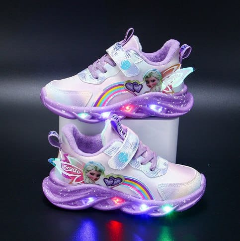 Rainbow Glitter LED Kindersneakers – Oplichtende Zool | Maat 22-35
