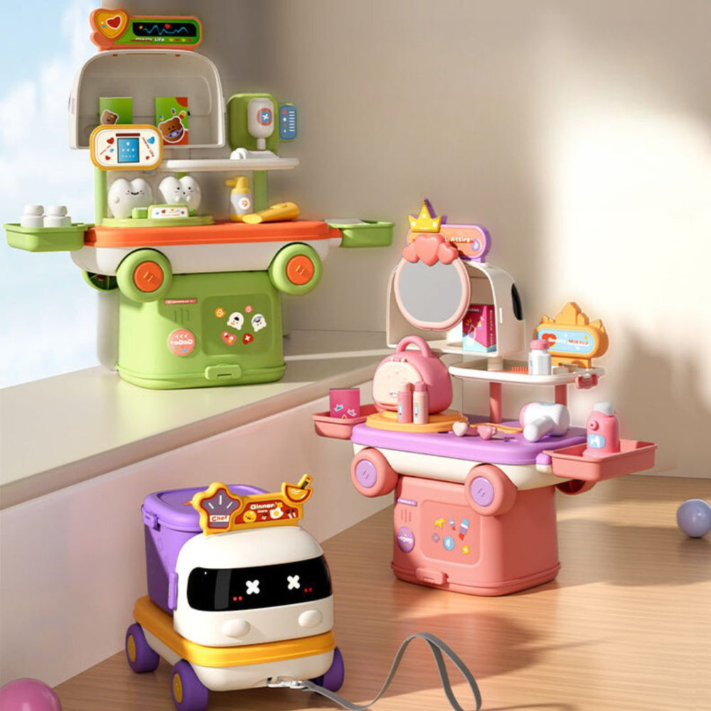 PlayWheels™ Rollenspel Truck - Keuken, Dokter & Make-up - Creatief Speelgoed voor Kinderen vanaf 3 Jaar