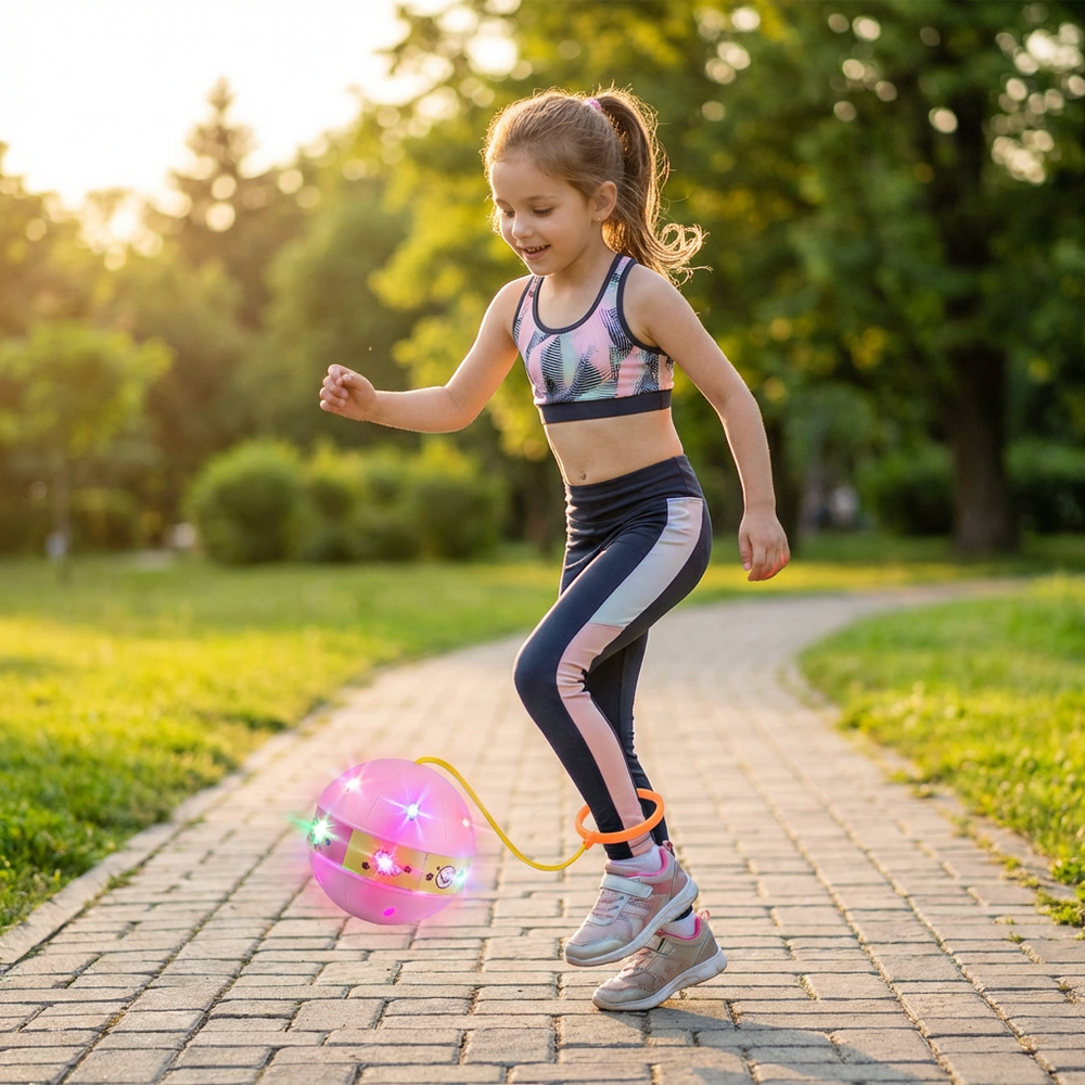 LED enkelspringbal voor kinderen – springend spelen met kleurrijke lichtjes