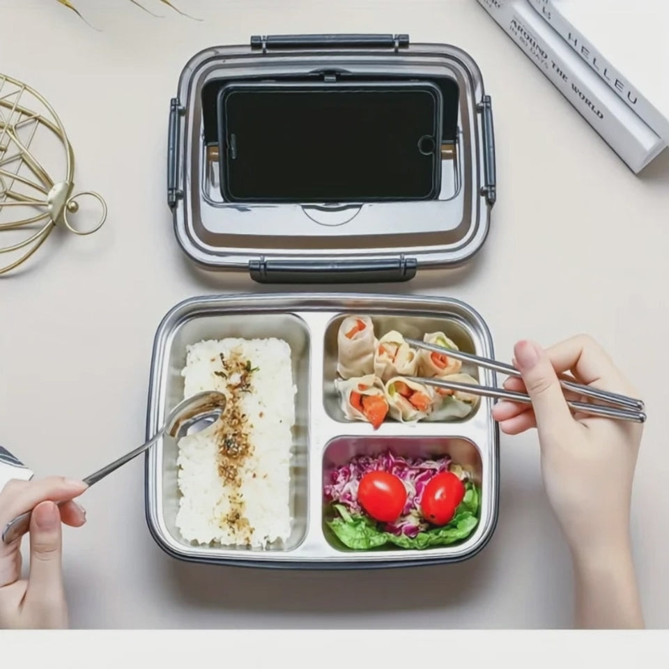 Video: RVS lekvrije bento lunchbox met vakjes
