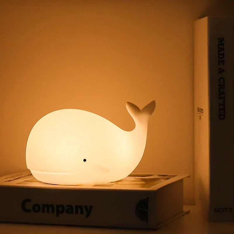 Nachtlamp walvis van silicone – kleurwisselende LED, tikbediening, USB-oplaadbaar | kinderlampje
