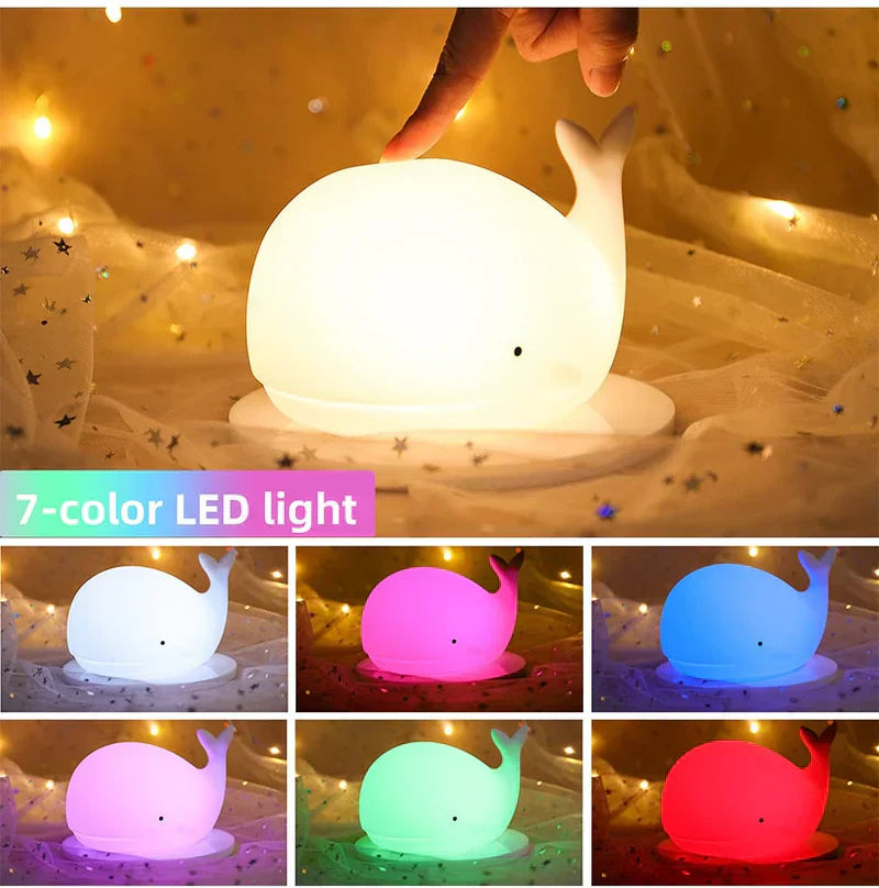 GlowWhale Walvis Nachtlampje – Rustgevende LED voor Kinderkamers