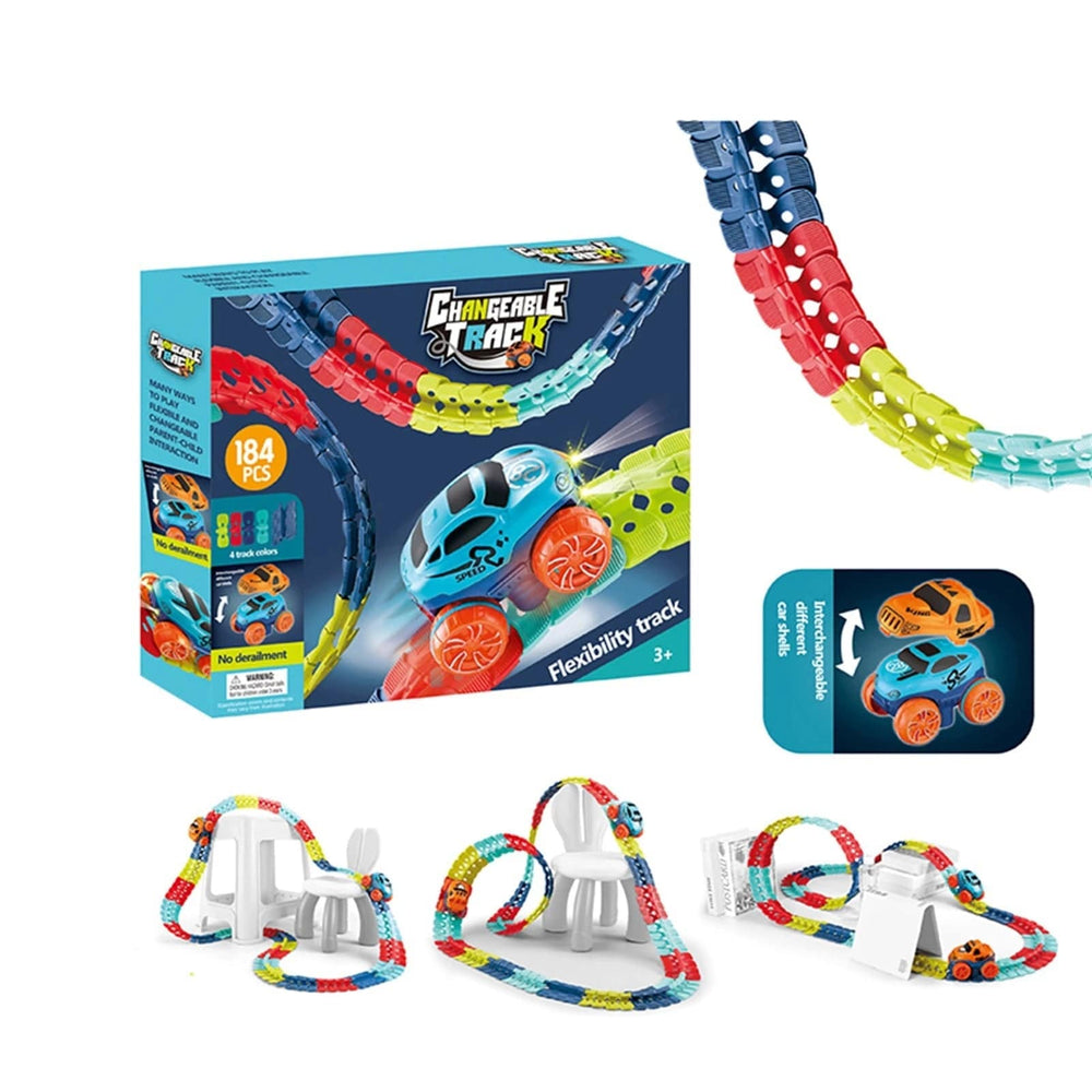 FunDrive FlexiTrack – Magnetische Autoracebaan voor Kinderen, Flexibele Circuits, Lichtfunctie & Educatief Speelplezier