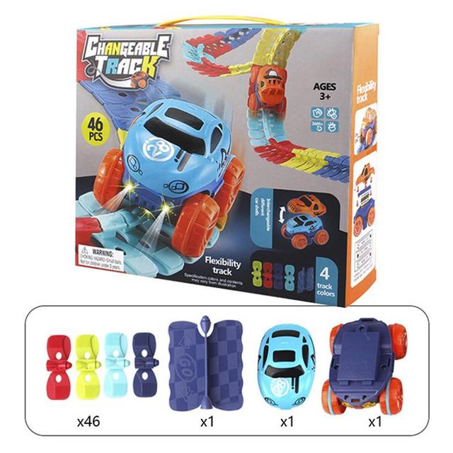 FunDrive FlexiTrack – Magnetische Autoracebaan voor Kinderen, Flexibele Circuits, Lichtfunctie & Educatief Speelplezier