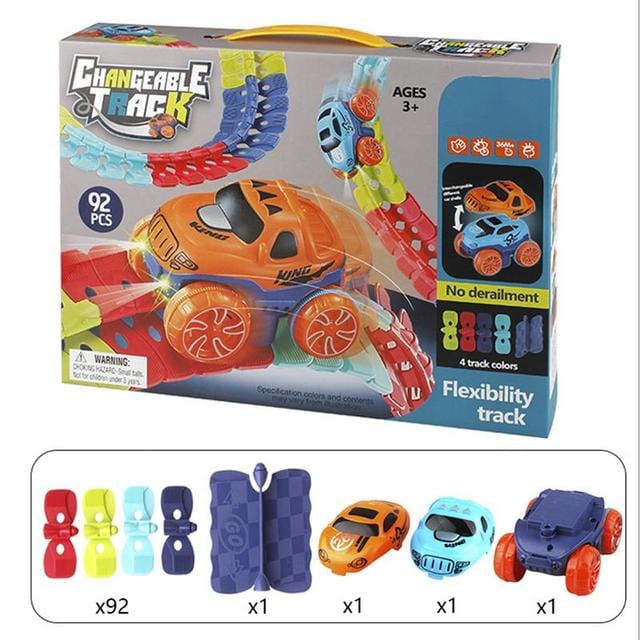 FunDrive FlexiTrack – Magnetische Autoracebaan voor Kinderen, Flexibele Circuits, Lichtfunctie & Educatief Speelplezier