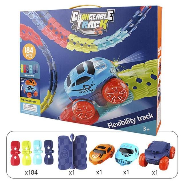 FunDrive FlexiTrack – Magnetische Autoracebaan voor Kinderen, Flexibele Circuits, Lichtfunctie & Educatief Speelplezier