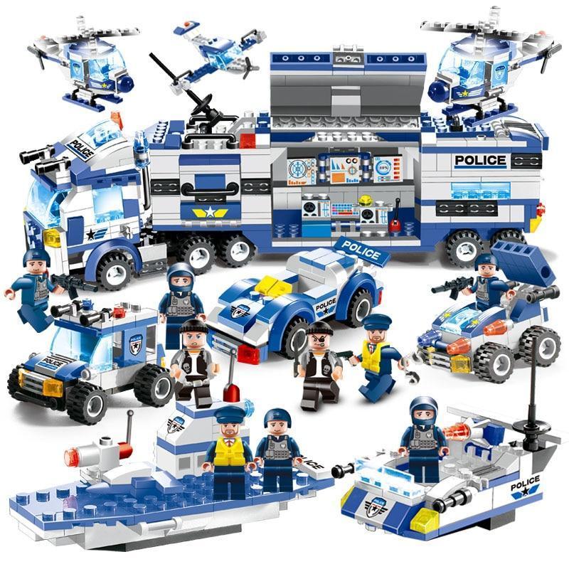 Politie Bouwset 8-in-1 – Bouwstenen Politietruck & SWAT Voertuigen