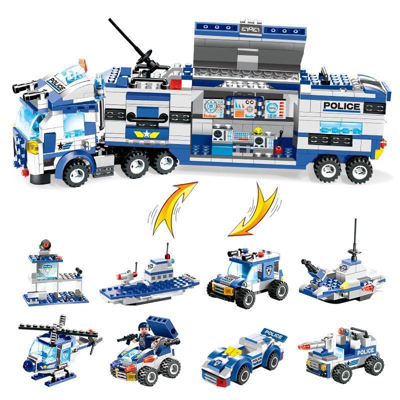 Politie Bouwset 8-in-1 – Bouwstenen Politietruck & SWAT Voertuigen