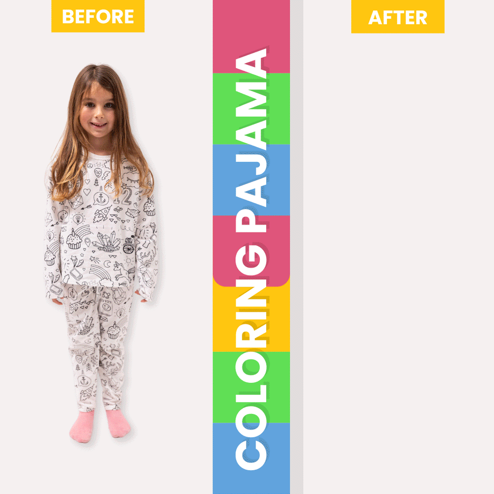Inkleurbare Kinderpyjama – Personaliseerbare, Zachte en Ademende Pyjama voor Creatieve Kids