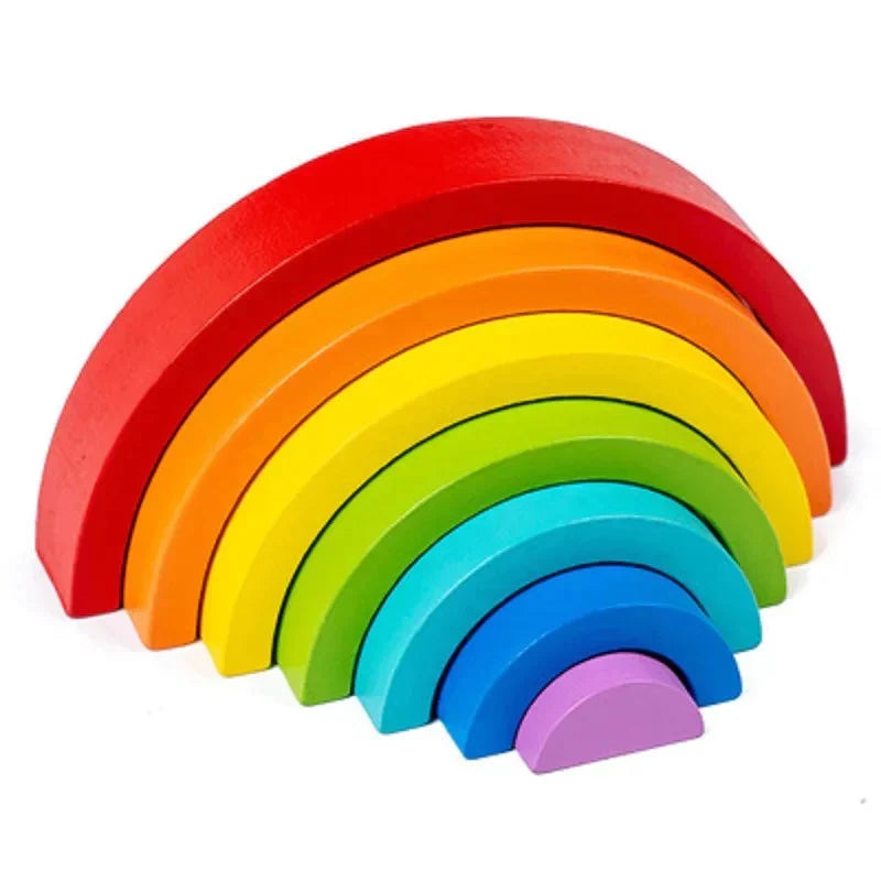 Houten Regenboog Stapel Speelgoed – Montessori Bogen voor Peuters