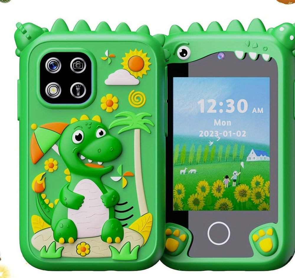 Kindvriendelijke speelgoedtelefoon dino met dubbele camera en 8GB SD – voor kinderen 3-10 jaar