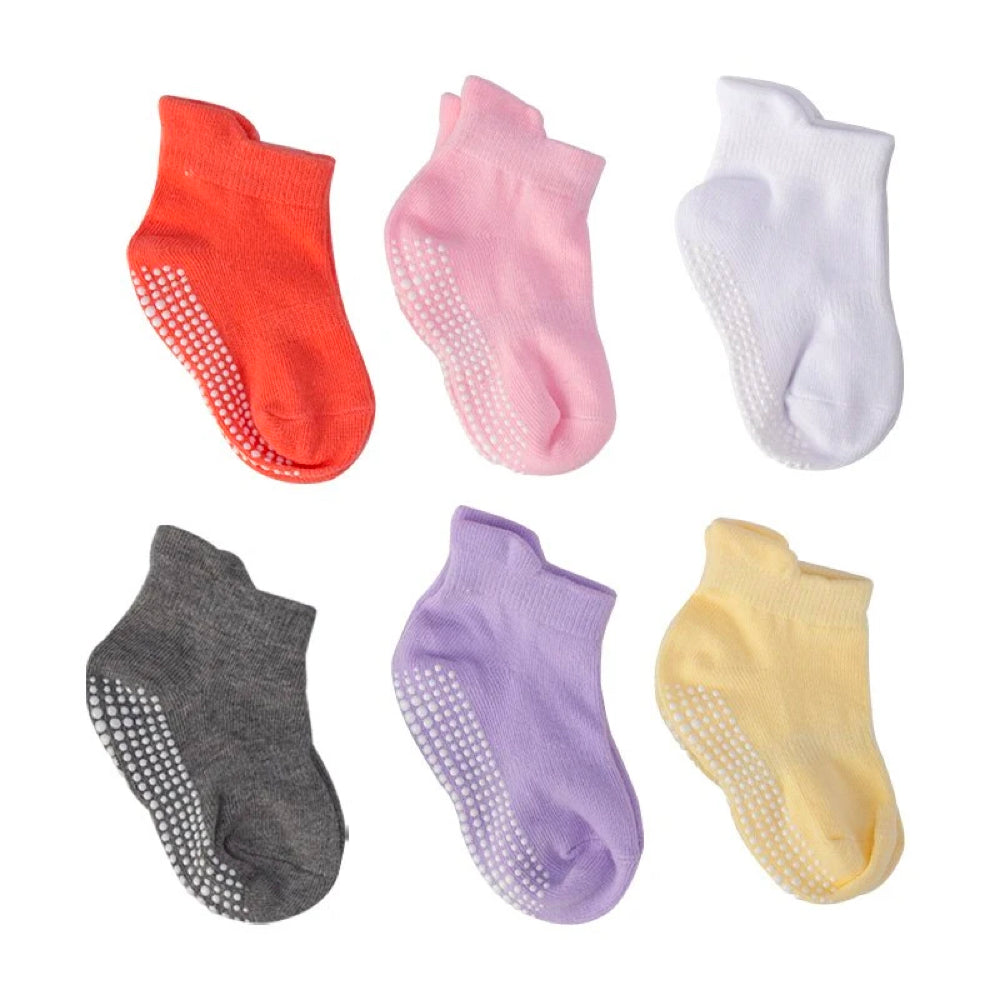 Baby Antislip Sokken 6 Paar – Veilige Peuter Sokken met Extra Grip