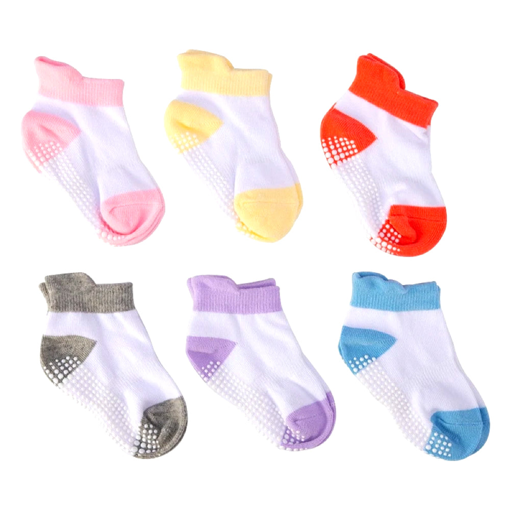 Baby Antislip Sokken 6 Paar – Veilige Peuter Sokken met Extra Grip