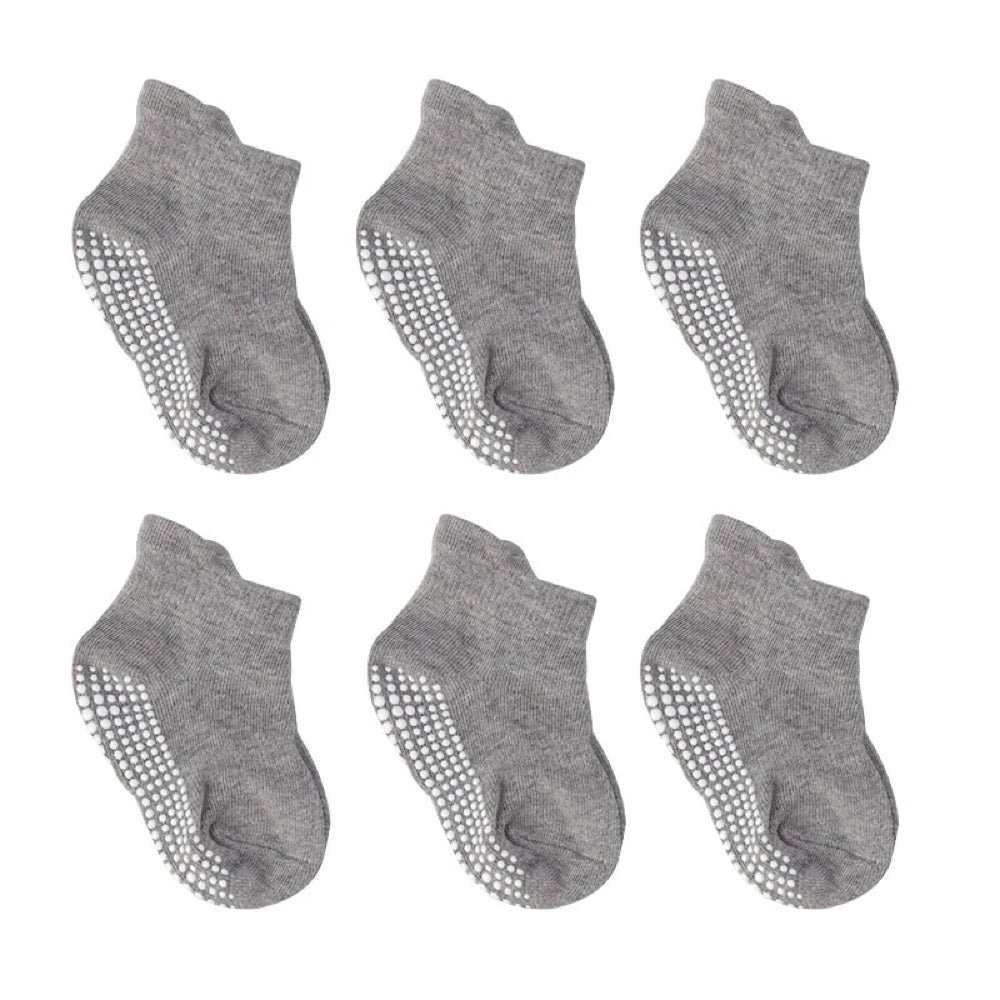 Baby Antislip Sokken 6 Paar – Veilige Peuter Sokken met Extra Grip