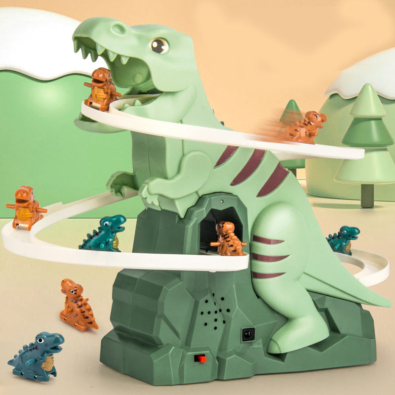 DinoRace™ Interactieve Racebaan met Dinosaurussen | Auto's met Automatische Klimfunctie & LED Verlichting