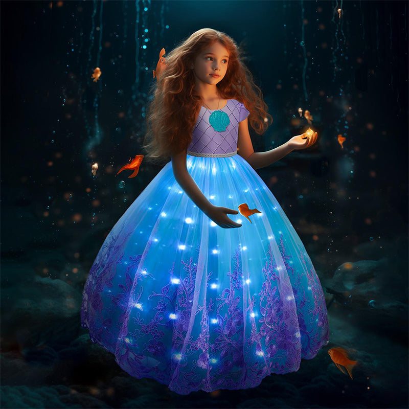 Lichtgevende Prinsessenjurk voor Kinderen – Zeemeermin Thema & Complete Accessoires | MagicWave
