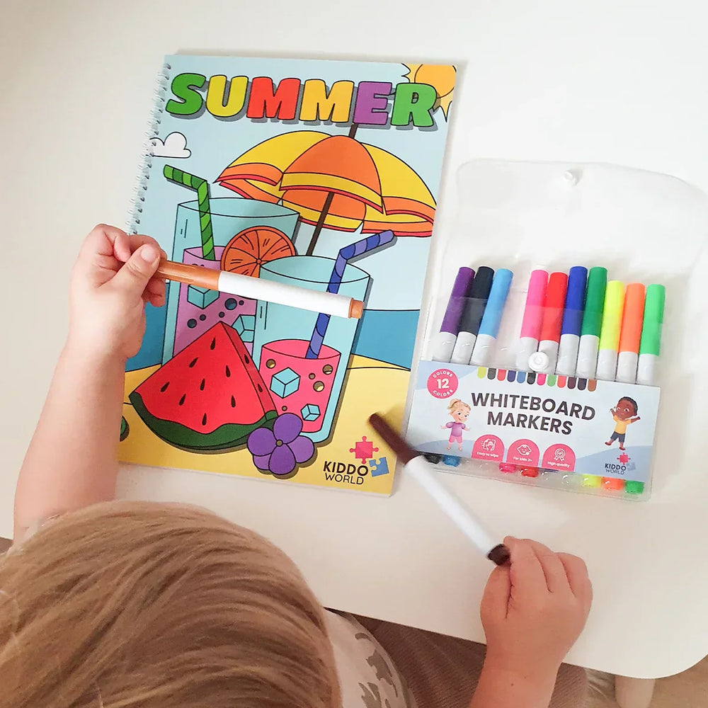 Herbruikbaar Zomer Kleurboek voor Kinderen – Uitwisbaar Vakantie Kleurplezier Zonder Rommel
