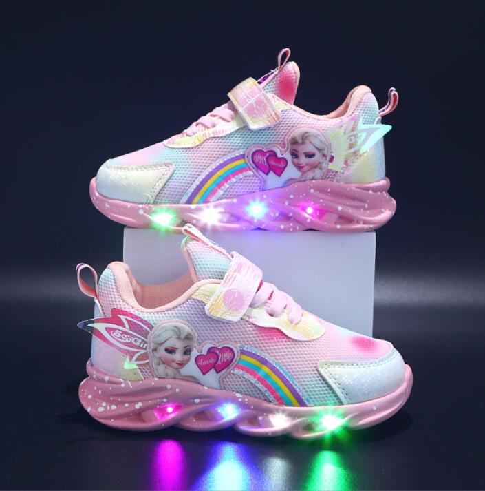 Rainbow Glitter LED Kindersneakers – Oplichtende Zool | Maat 22-35