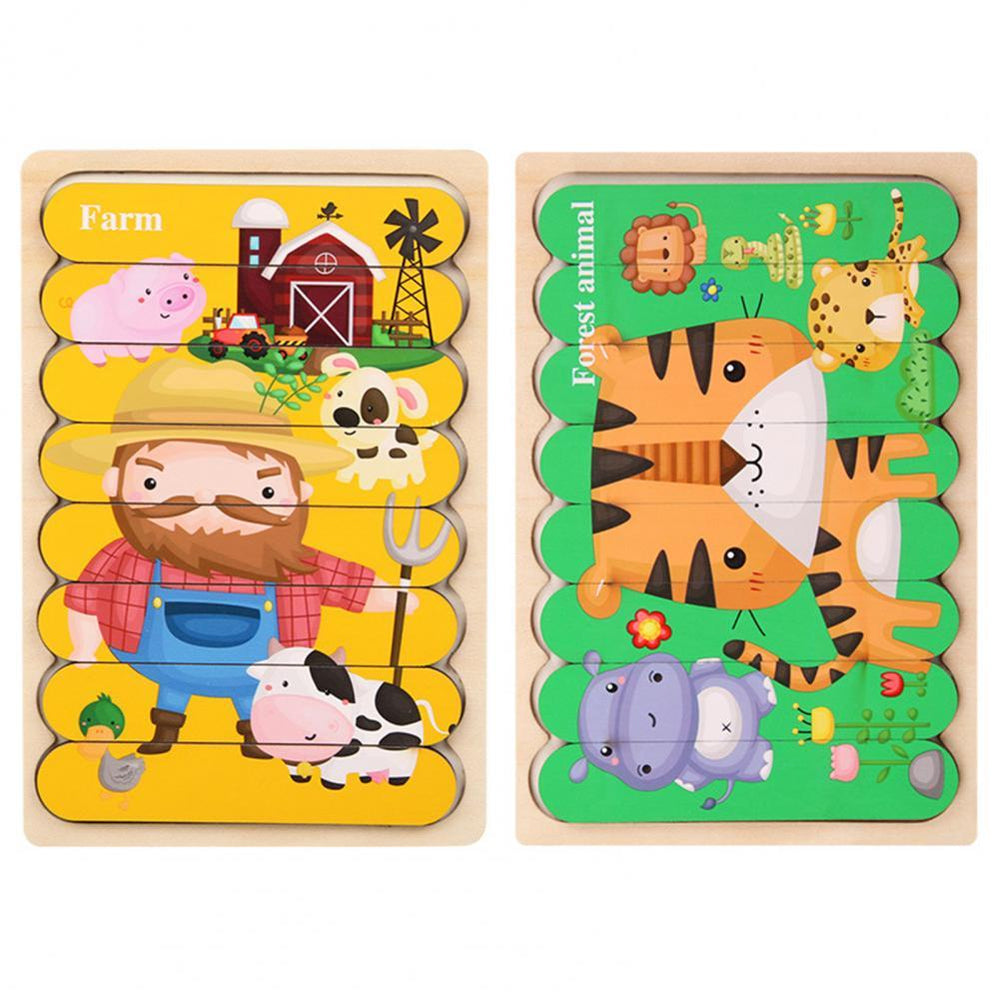 Houten 3D Dierenpuzzel voor Kinderen – Dubbelzijdig Educatief Speelgoed voor Motoriek & Cognitie (3+)
