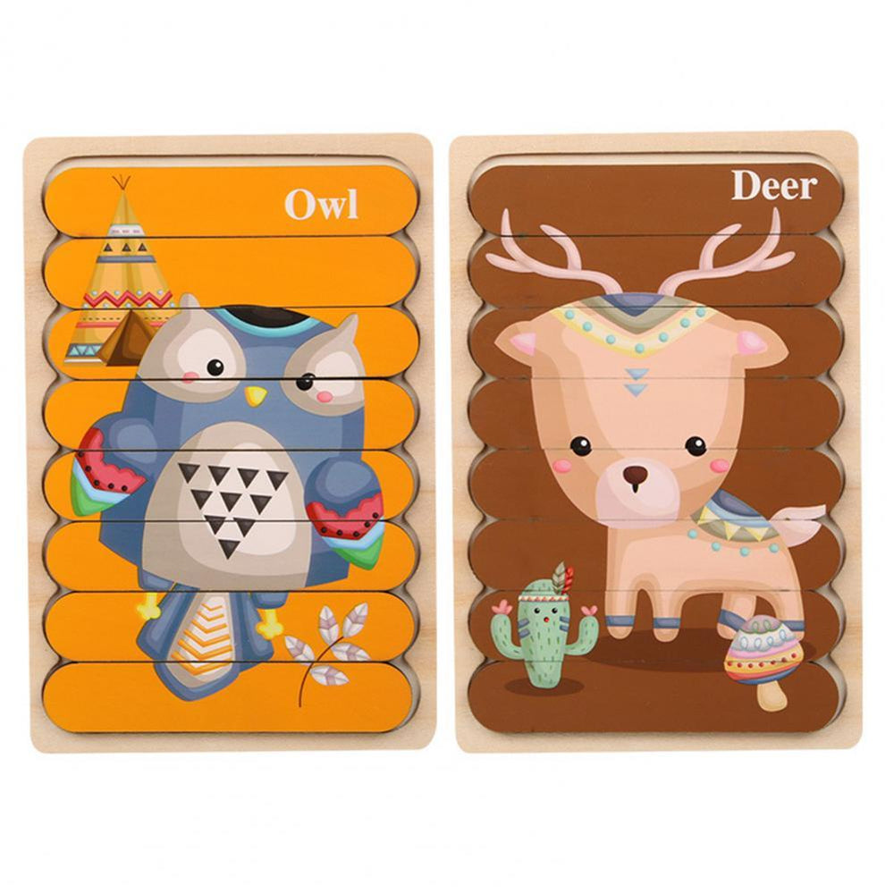 Houten 3D Dierenpuzzel voor Kinderen – Dubbelzijdig Educatief Speelgoed voor Motoriek & Cognitie (3+)