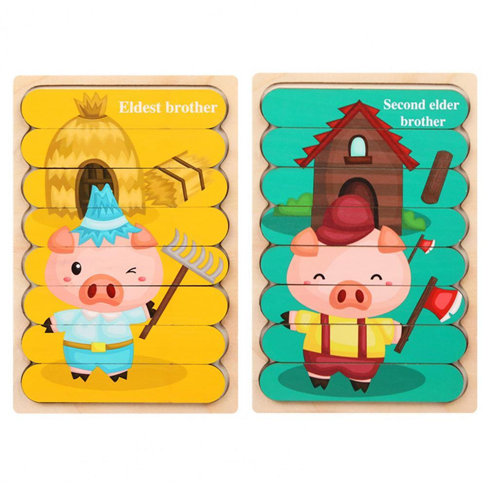 Houten 3D Dierenpuzzel voor Kinderen – Dubbelzijdig Educatief Speelgoed voor Motoriek & Cognitie (3+)