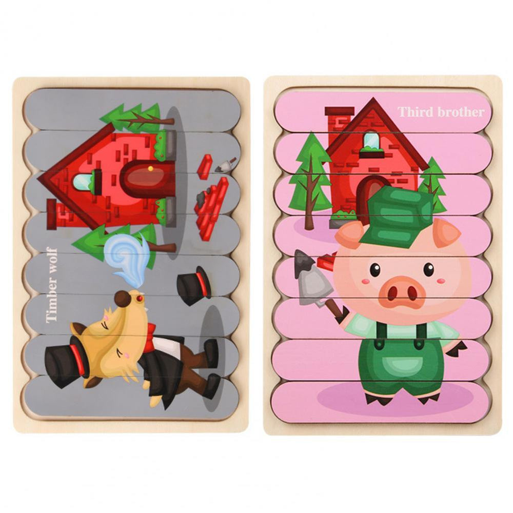 Houten 3D Dierenpuzzel voor Kinderen – Dubbelzijdig Educatief Speelgoed voor Motoriek & Cognitie (3+)