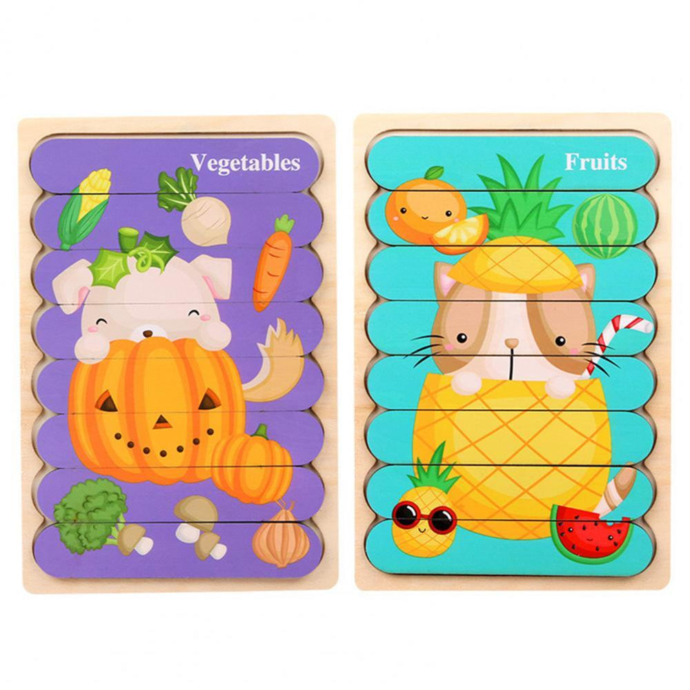 Houten 3D Dierenpuzzel voor Kinderen – Dubbelzijdig Educatief Speelgoed voor Motoriek & Cognitie (3+)