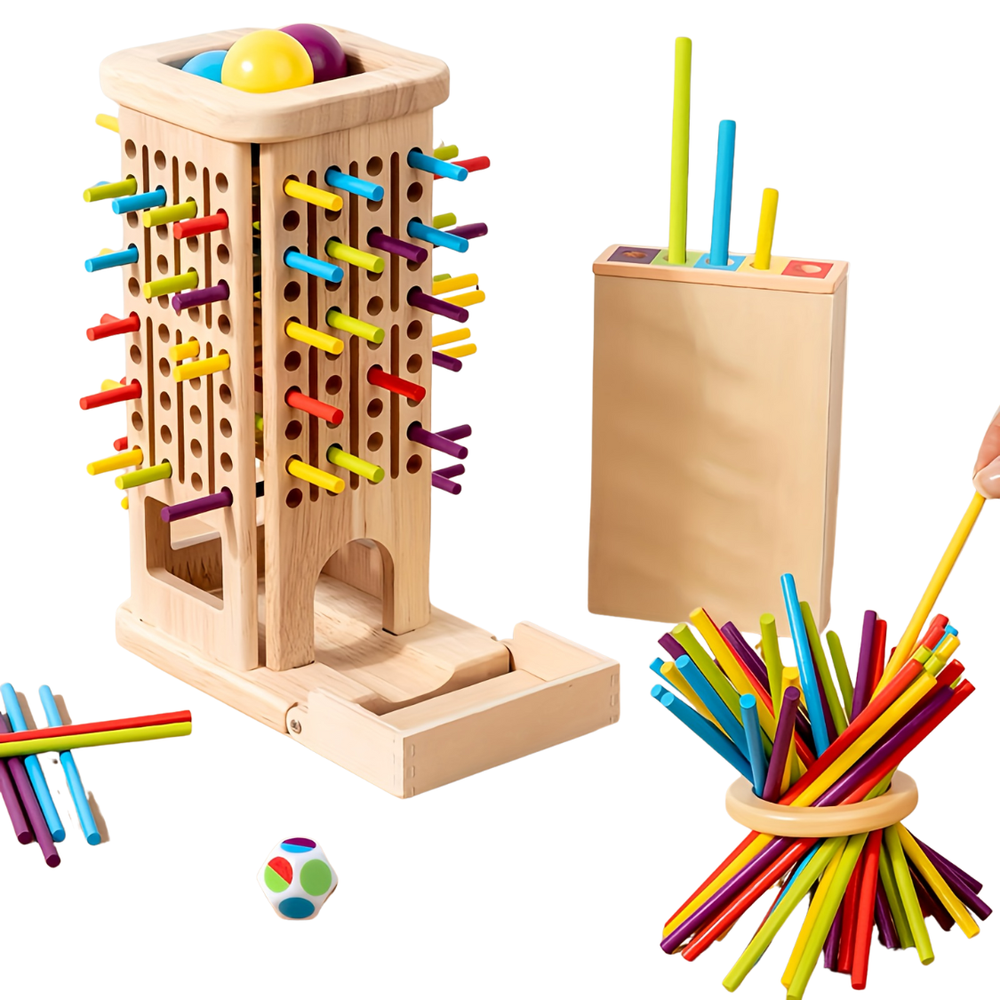 StackJoy Houten Torenspel – Montessori Speelgoed voor Kleuters, Leer Kleuren en Motoriek Spelenderwijs