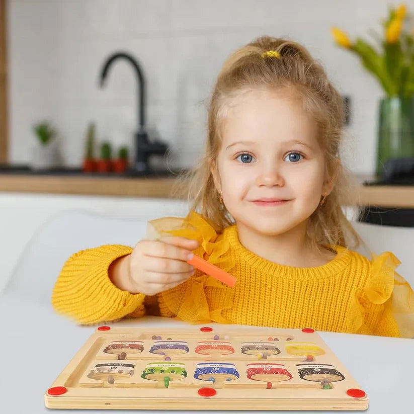 Montessori Magnetisch Houten Doolhof Educatief Spel - Kleuren & Cijfers