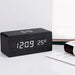 Wekker in houtlook met draadloos opladen – LED-display, 3 alarmen, geluidsactivatie | digitale klok