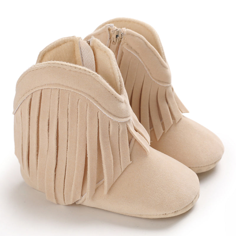 Baby Cowboylaarsjes Meisje – Zachte Franjelaarsjes met Antislip Zool (0–2 Jaar)
